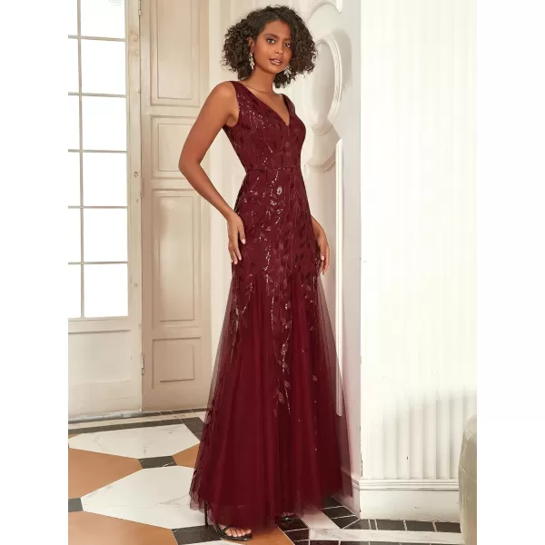 EverPretty Womens Customized Different Sleeves Aline Chiffon Formal Dress BurgundyNburgundy