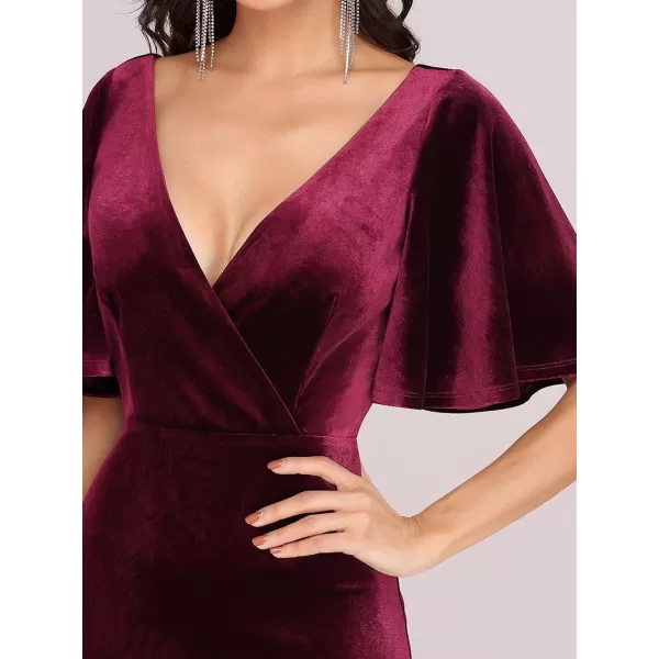 EverPretty Womens Customized Different Sleeves Aline Chiffon Formal Dress BurgundyOburgundy