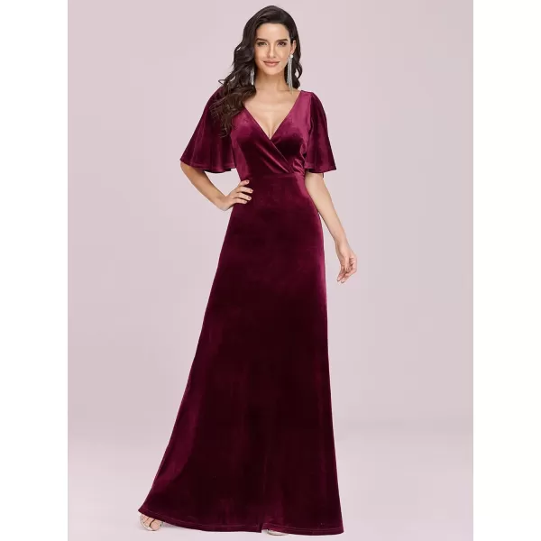 EverPretty Womens Customized Different Sleeves Aline Chiffon Formal Dress BurgundyOburgundy