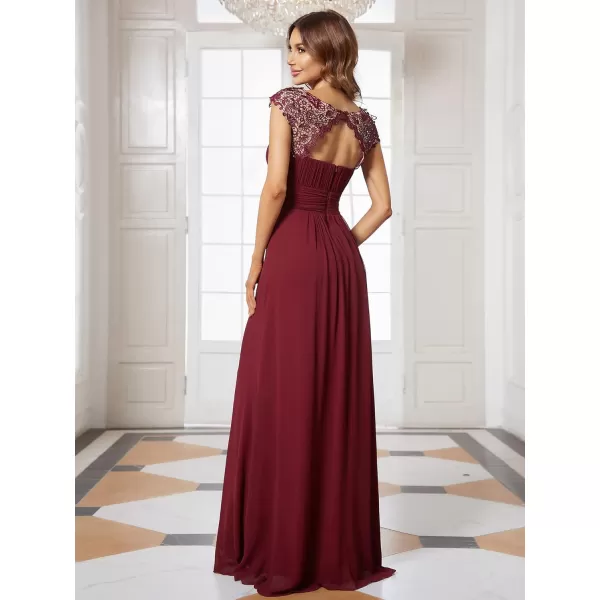 EverPretty Womens Customized Different Sleeves Aline Chiffon Formal Dress BurgundyTburgundy