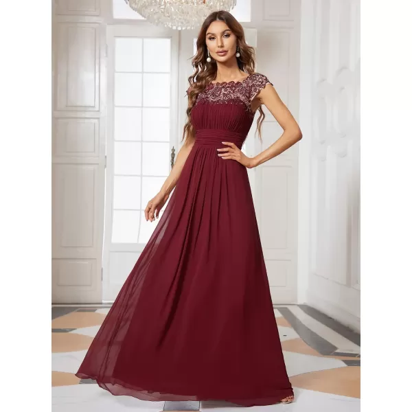 EverPretty Womens Customized Different Sleeves Aline Chiffon Formal Dress BurgundyTburgundy