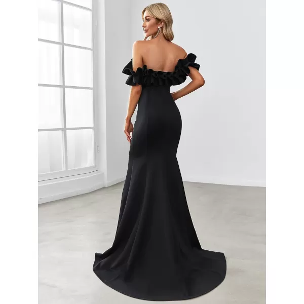 EverPretty Womens Off Shoulder Ruffle Sleeve Bodycon Formal Party Dress 0274Black