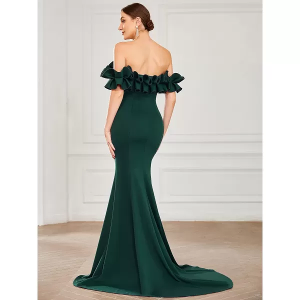 EverPretty Womens Off Shoulder Ruffle Sleeve Bodycon Formal Party Dress 0274Dark Green