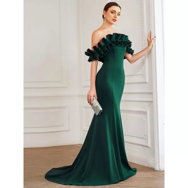 EverPretty Womens Off Shoulder Ruffle Sleeve Bodycon Formal Party Dress 0274Dark Green