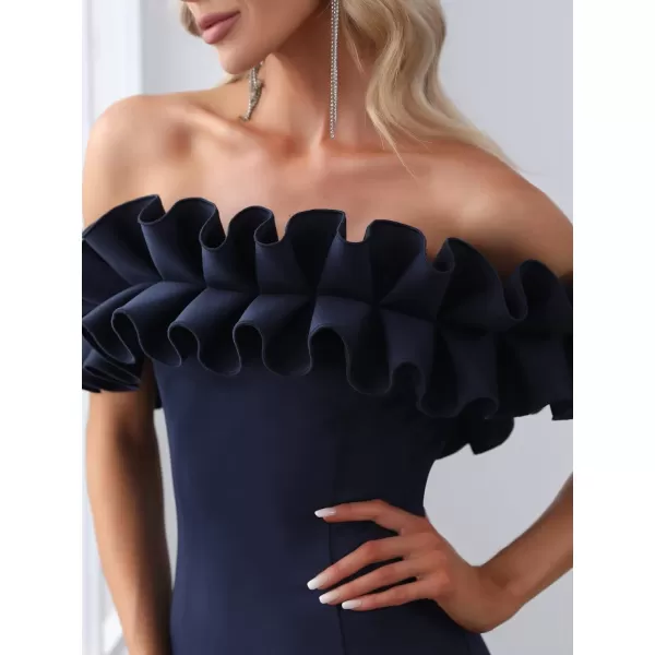 EverPretty Womens Off Shoulder Ruffle Sleeve Bodycon Formal Party Dress 0274Navy Blue