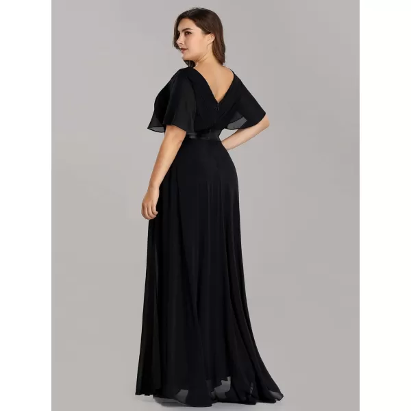 EverPretty Womens Plus Size Double VNeck Evening Party Maxi Dresses 09890PZBlack