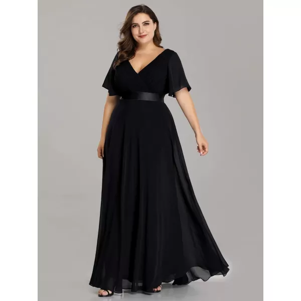 EverPretty Womens Plus Size Double VNeck Evening Party Maxi Dresses 09890PZBlack