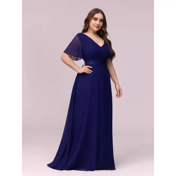 EverPretty Womens Plus Size Double VNeck Evening Party Maxi Dresses 09890PZBlue 2