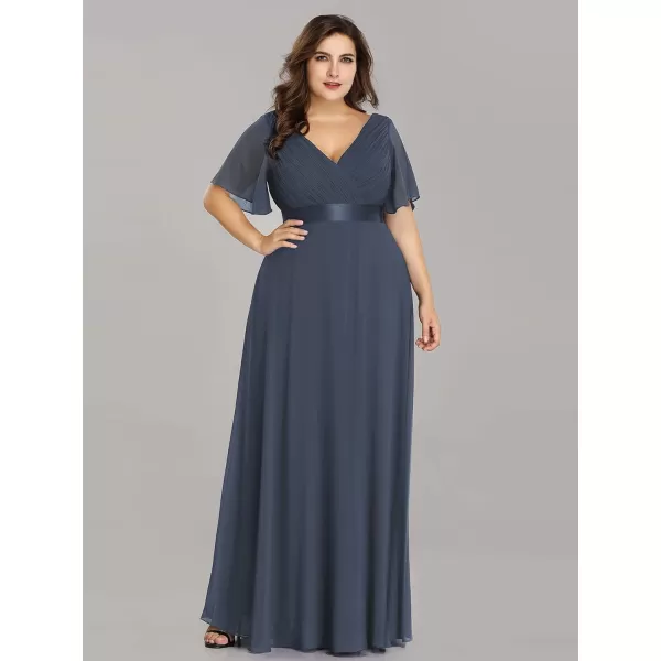 EverPretty Womens Plus Size Double VNeck Evening Party Maxi Dresses 09890PZBlue