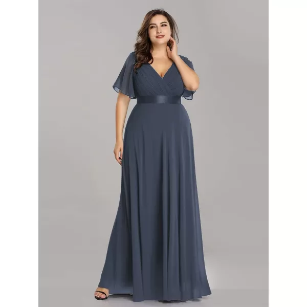 EverPretty Womens Plus Size Double VNeck Evening Party Maxi Dresses 09890PZBlue