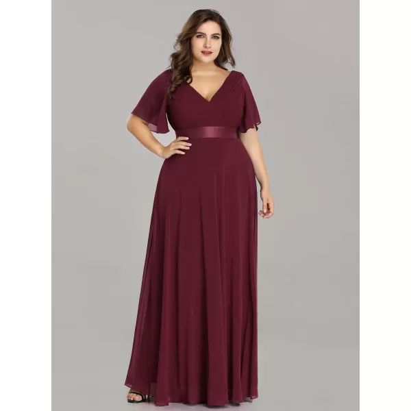 EverPretty Womens Plus Size Double VNeck Evening Party Maxi Dresses 09890PZBurgundy