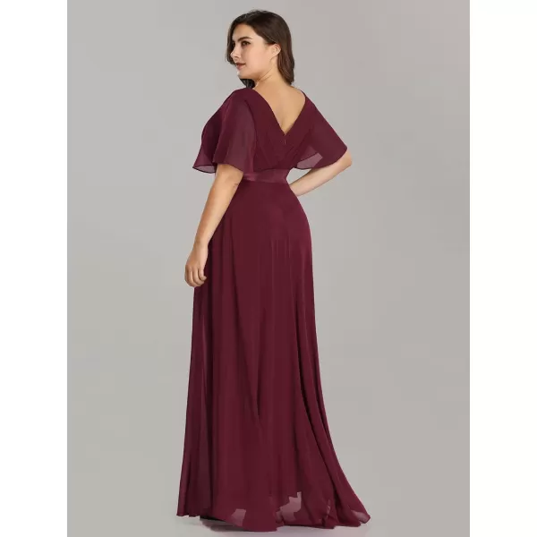 EverPretty Womens Plus Size Double VNeck Evening Party Maxi Dresses 09890PZBurgundy