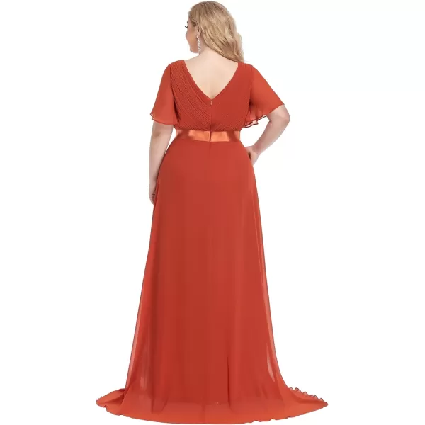 EverPretty Womens Plus Size Double VNeck Evening Party Maxi Dresses 09890PZBurnt Orange