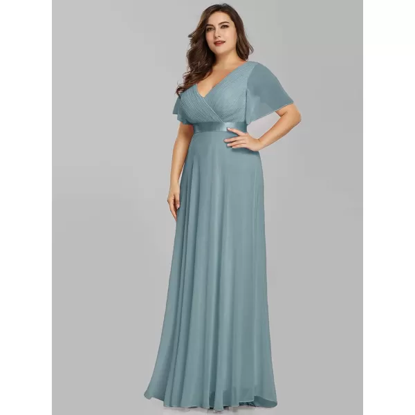 EverPretty Womens Plus Size Double VNeck Evening Party Maxi Dresses 09890PZCyan