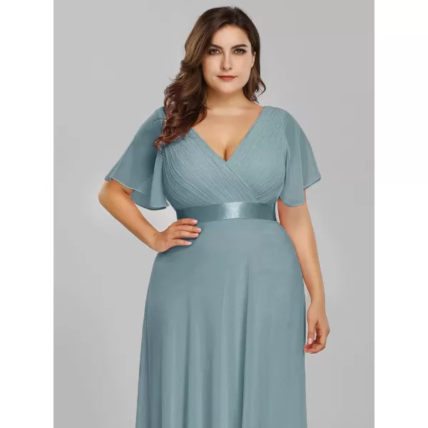 EverPretty Womens Plus Size Double VNeck Evening Party Maxi Dresses 09890PZCyan