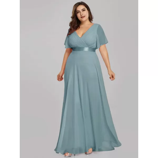 EverPretty Womens Plus Size Double VNeck Evening Party Maxi Dresses 09890PZCyan