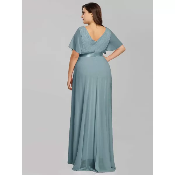 EverPretty Womens Plus Size Double VNeck Evening Party Maxi Dresses 09890PZCyan