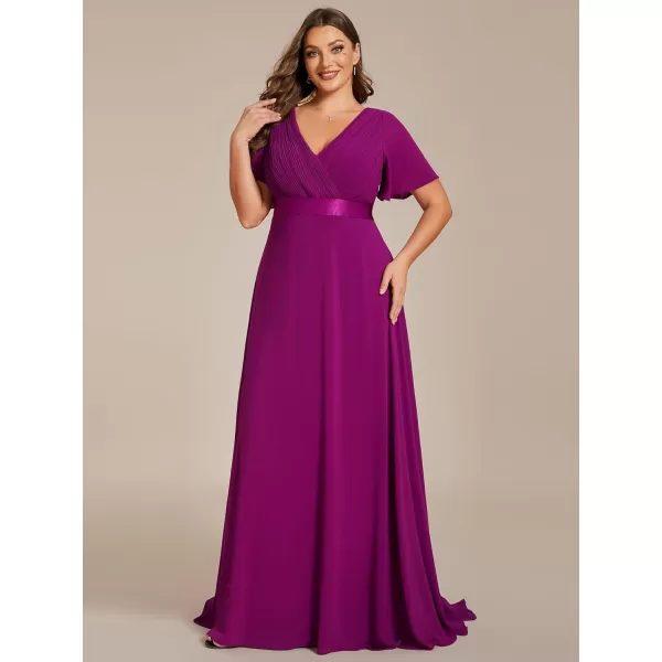 EverPretty Womens Plus Size Double VNeck Evening Party Maxi Dresses 09890PZFuchsia