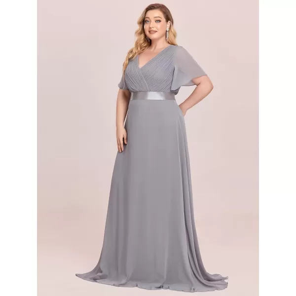 EverPretty Womens Plus Size Double VNeck Evening Party Maxi Dresses 09890PZGray