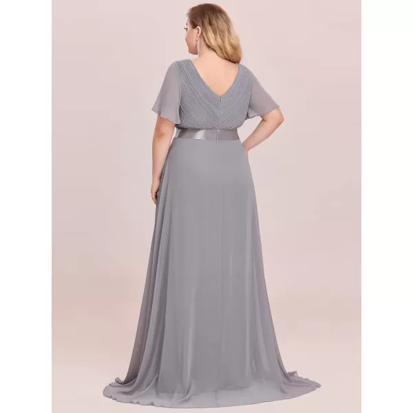 EverPretty Womens Plus Size Double VNeck Evening Party Maxi Dresses 09890PZGray