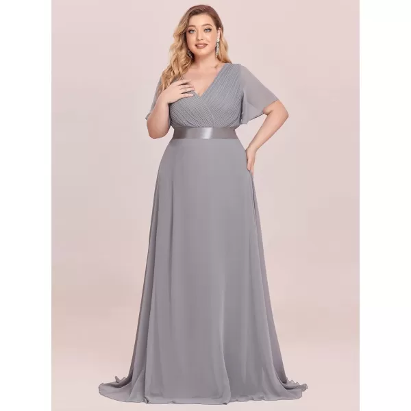 EverPretty Womens Plus Size Double VNeck Evening Party Maxi Dresses 09890PZGray