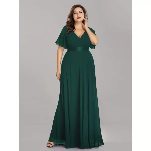 EverPretty Womens Plus Size Double VNeck Evening Party Maxi Dresses 09890PZGreen