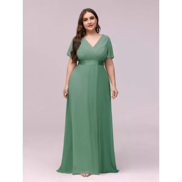 EverPretty Womens Plus Size Double VNeck Evening Party Maxi Dresses 09890PZLight Green