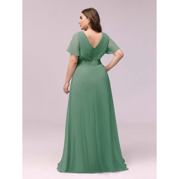 EverPretty Womens Plus Size Double VNeck Evening Party Maxi Dresses 09890PZLight Green