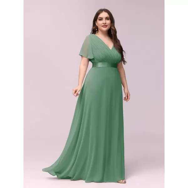 EverPretty Womens Plus Size Double VNeck Evening Party Maxi Dresses 09890PZLight Green