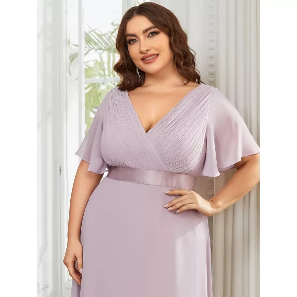 EverPretty Womens Plus Size Double VNeck Evening Party Maxi Dresses 09890PZLilac