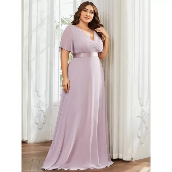 EverPretty Womens Plus Size Double VNeck Evening Party Maxi Dresses 09890PZLilac