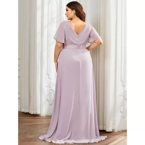 EverPretty Womens Plus Size Double VNeck Evening Party Maxi Dresses 09890PZLilac