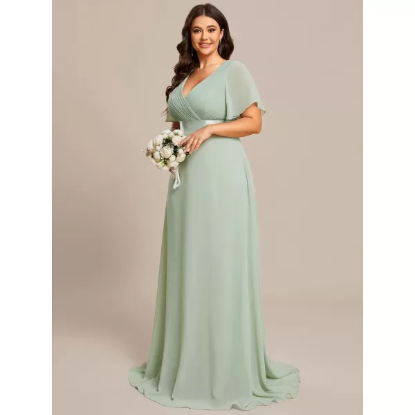 EverPretty Womens Plus Size Double VNeck Evening Party Maxi Dresses 09890PZMint Green