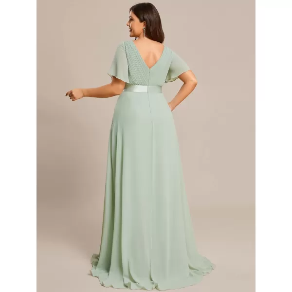 EverPretty Womens Plus Size Double VNeck Evening Party Maxi Dresses 09890PZMint Green