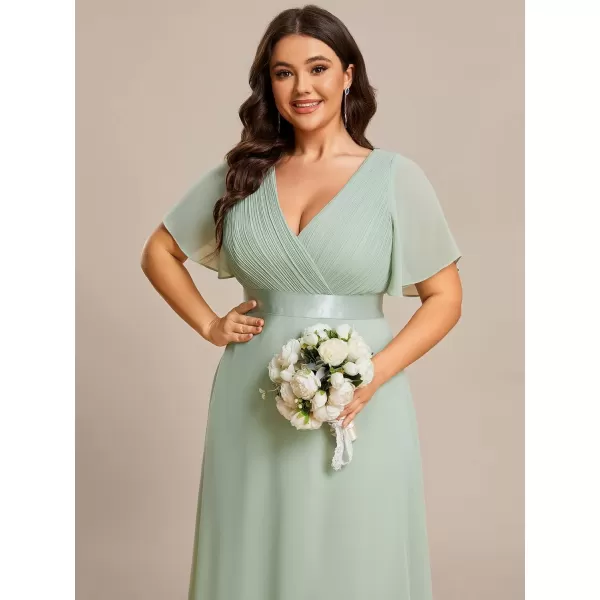 EverPretty Womens Plus Size Double VNeck Evening Party Maxi Dresses 09890PZMint Green