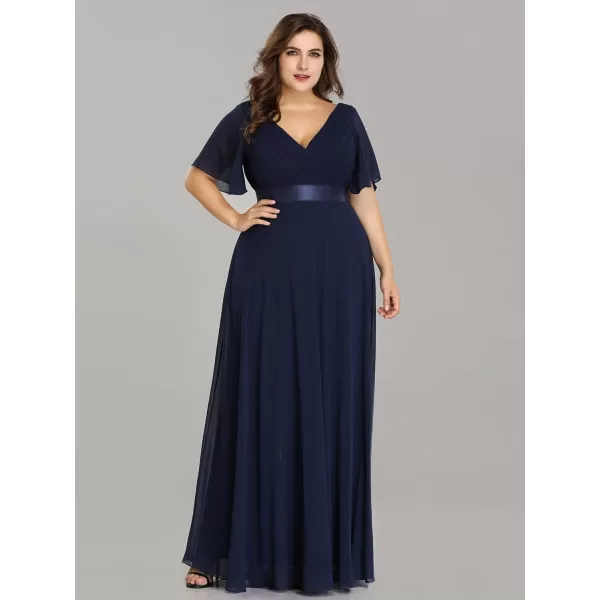 EverPretty Womens Plus Size Double VNeck Evening Party Maxi Dresses 09890PZNavy