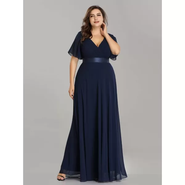 EverPretty Womens Plus Size Double VNeck Evening Party Maxi Dresses 09890PZNavy