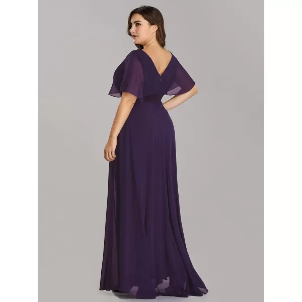 EverPretty Womens Plus Size Double VNeck Evening Party Maxi Dresses 09890PZPurple