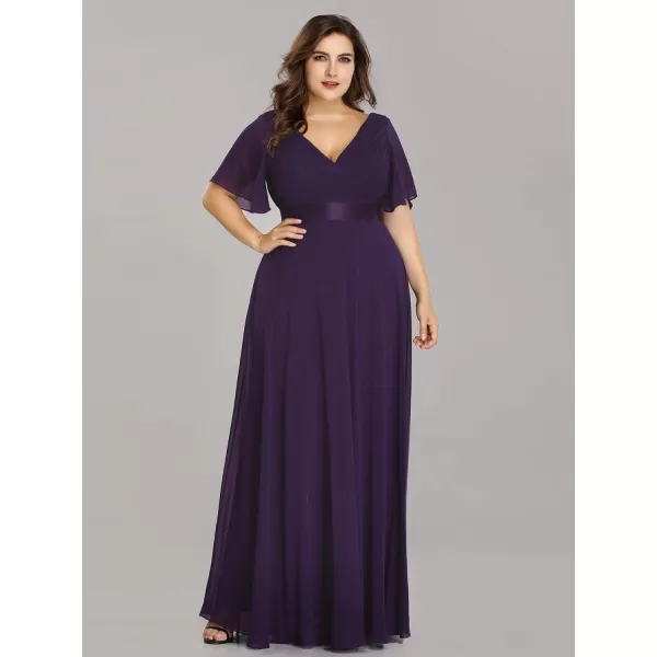 EverPretty Womens Plus Size Double VNeck Evening Party Maxi Dresses 09890PZPurple