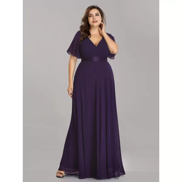 EverPretty Womens Plus Size Double VNeck Evening Party Maxi Dresses 09890PZPurple