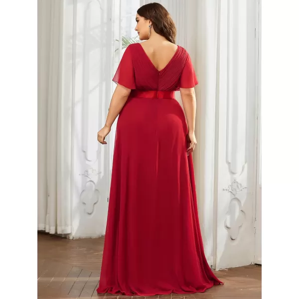 EverPretty Womens Plus Size Double VNeck Evening Party Maxi Dresses 09890PZRed