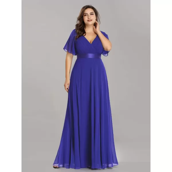 EverPretty Womens Plus Size Double VNeck Evening Party Maxi Dresses 09890PZRoyal Blue