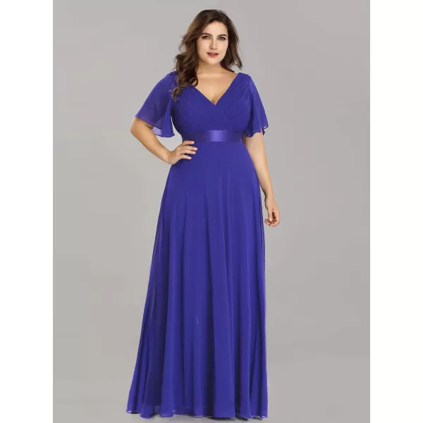 EverPretty Womens Plus Size Double VNeck Evening Party Maxi Dresses 09890PZRoyal Blue