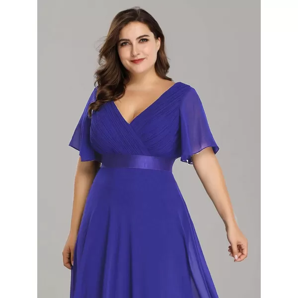 EverPretty Womens Plus Size Double VNeck Evening Party Maxi Dresses 09890PZRoyal Blue