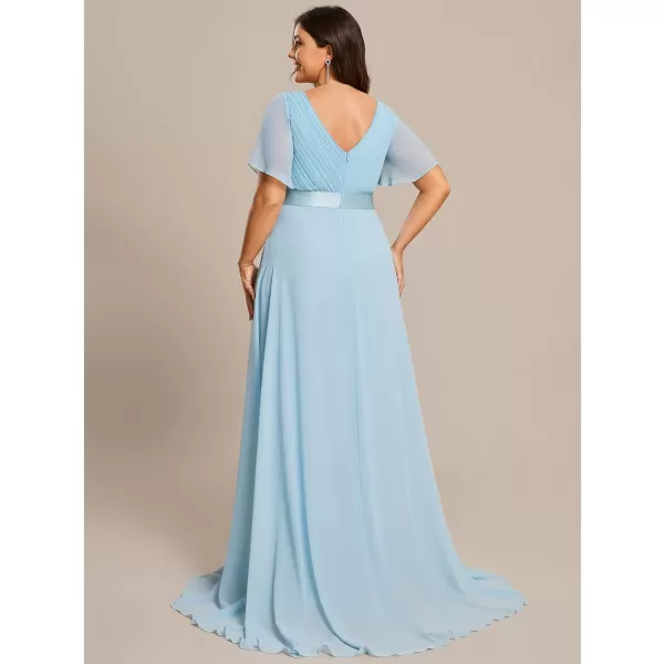 EverPretty Womens Plus Size Double VNeck Evening Party Maxi Dresses 09890PZSky Blue