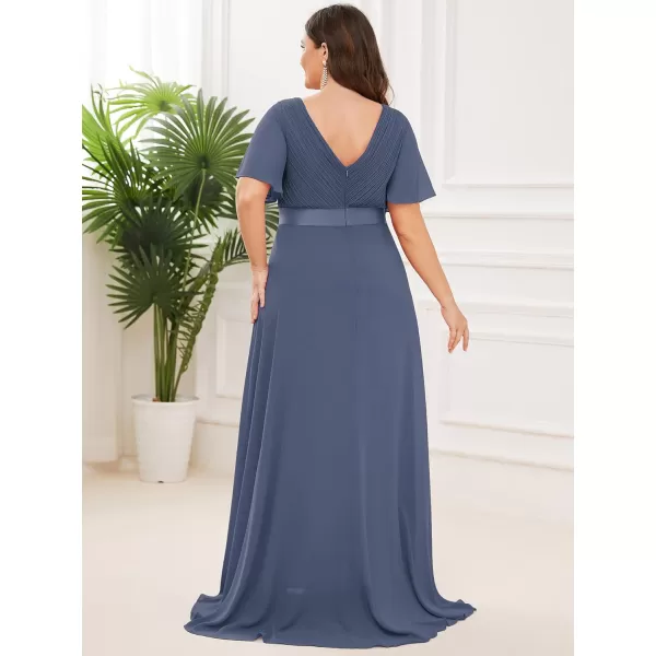 EverPretty Womens Plus Size Double VNeck Evening Party Maxi Dresses 09890PZStormy