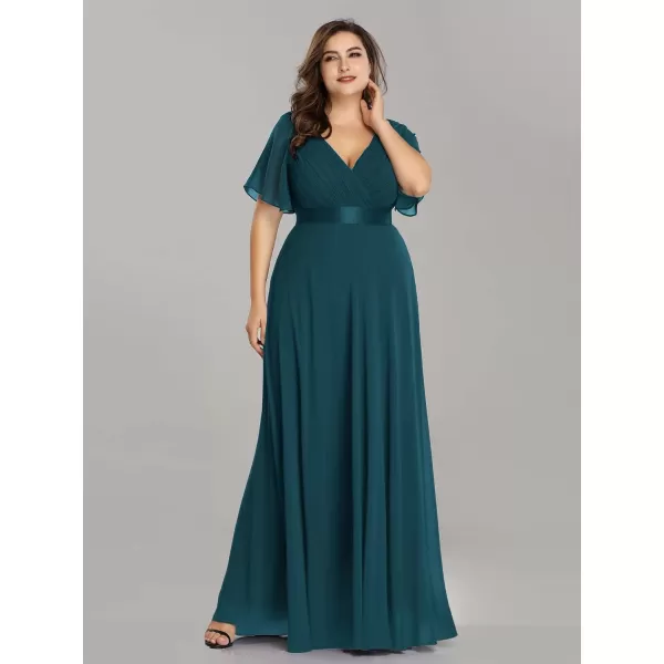 EverPretty Womens Plus Size Double VNeck Evening Party Maxi Dresses 09890PZTeal