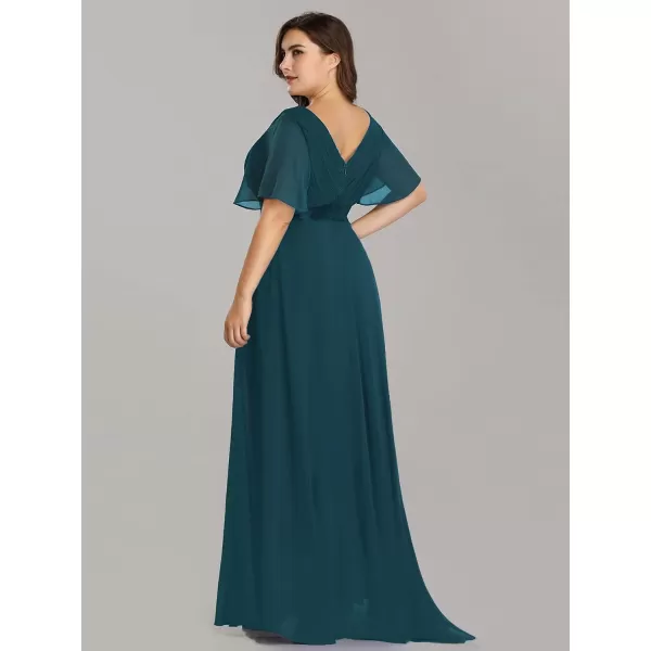 EverPretty Womens Plus Size Double VNeck Evening Party Maxi Dresses 09890PZTeal