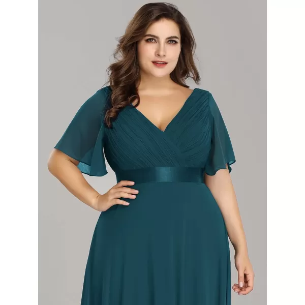 EverPretty Womens Plus Size Double VNeck Evening Party Maxi Dresses 09890PZTeal