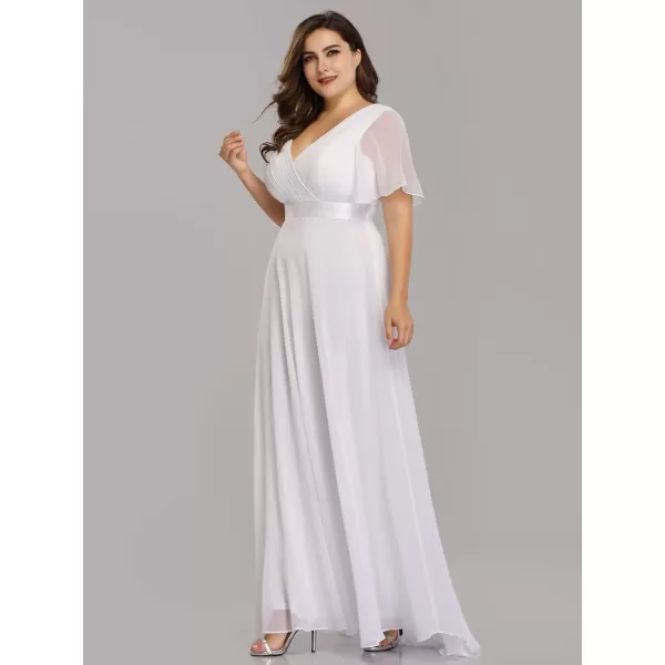 EverPretty Womens Plus Size Double VNeck Evening Party Maxi Dresses 09890PZWhite